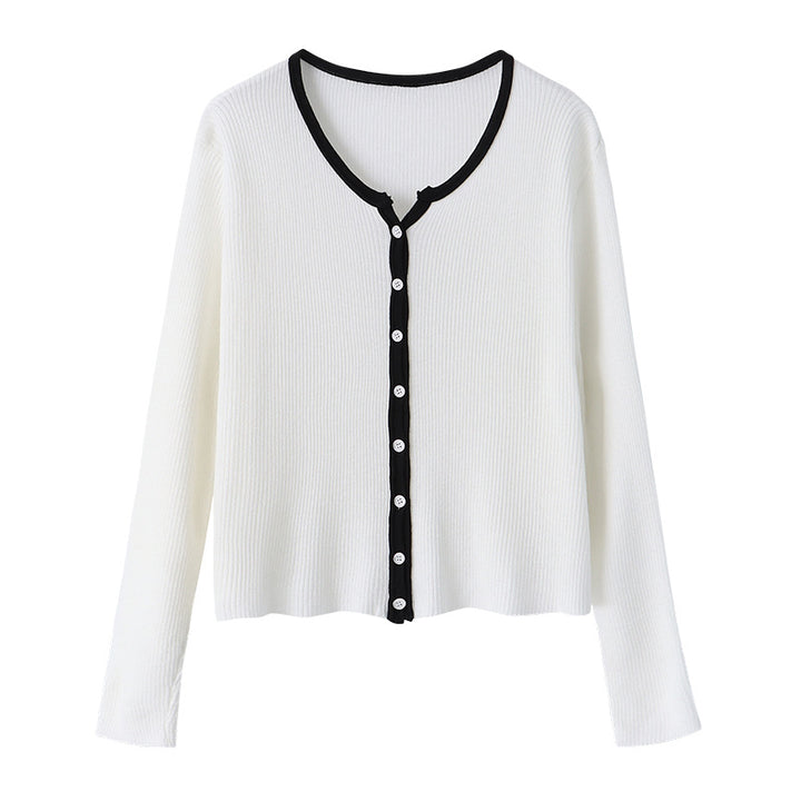 Women's Long Sleeve Ribbed Knit Sweater with Button Placket Chic & Stil