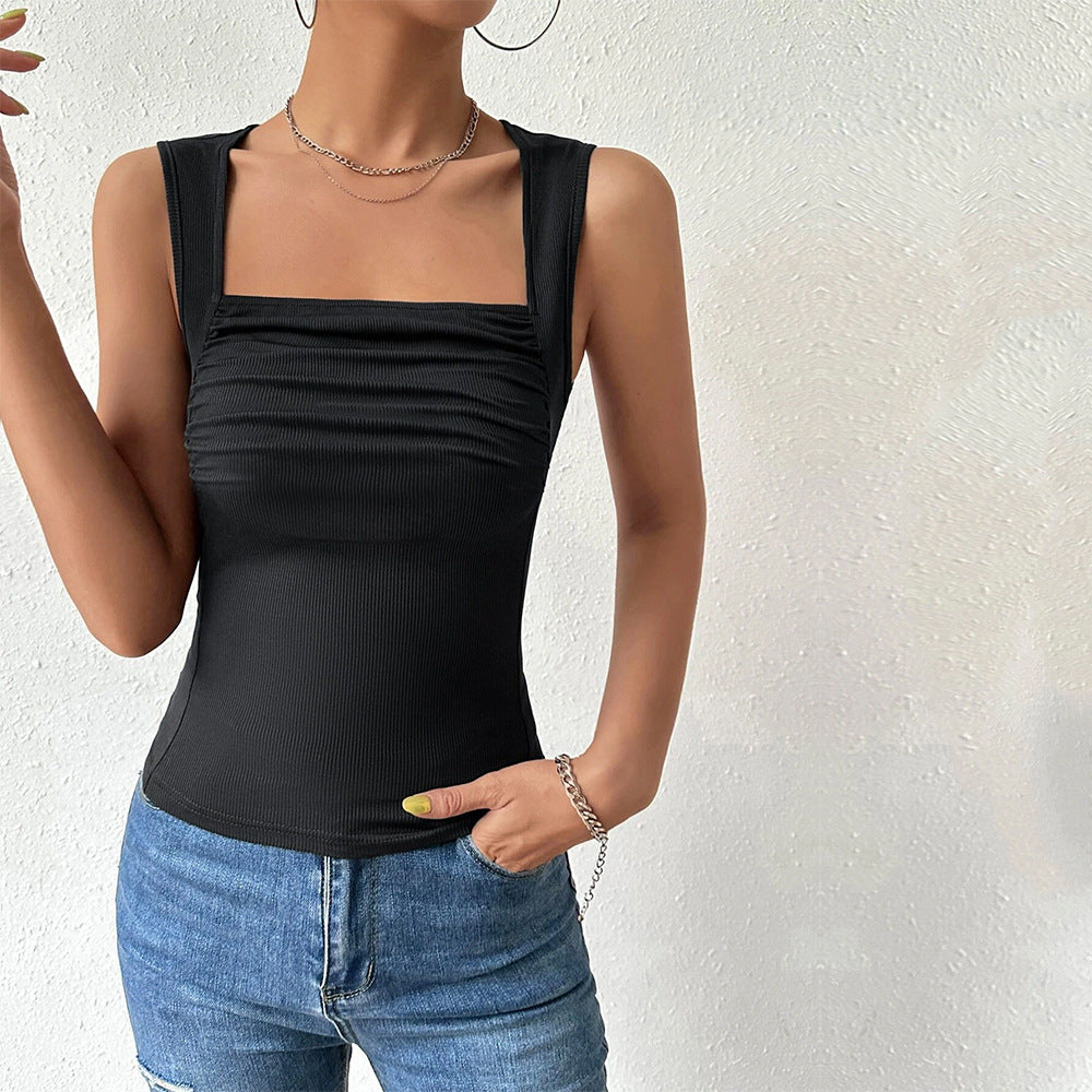 Débardeur ajusté pour femmes avec décolleté carré et fronces Chic & Stil