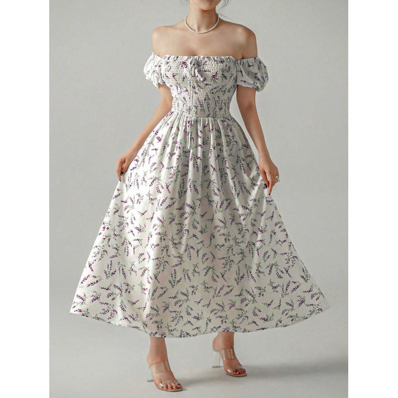 Ladies Flowers Puff Sleeves Maxi Dress Lune London