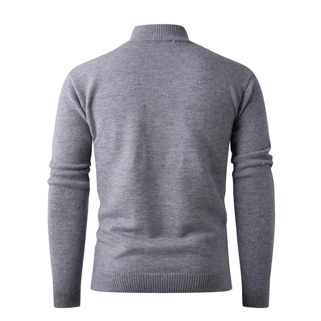 Men's Elegant Knit Sweater with High Collar and Zip Lune London