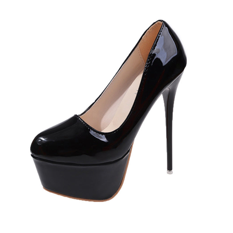 Women's Platform Pumps with Shiny Upper Material and High Stiletto Heel Lune London