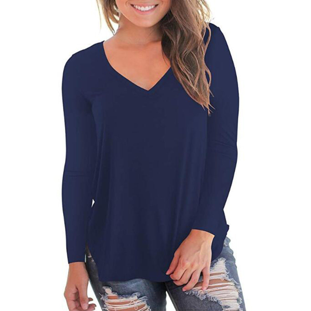 Women V-Neck Long Sleeve Shirt Made Of Soft Cotton Blend Lune London