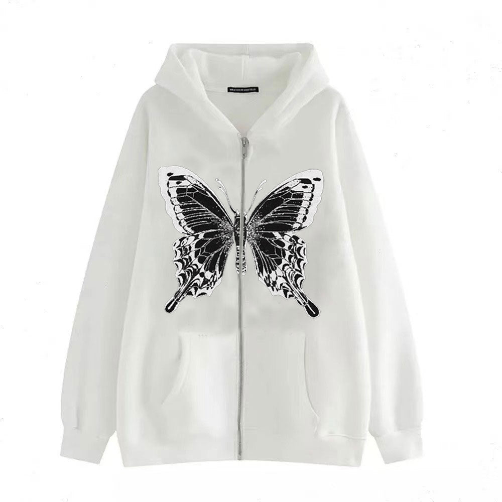 Women's zip hoodie with striking butterfly motif Lune London