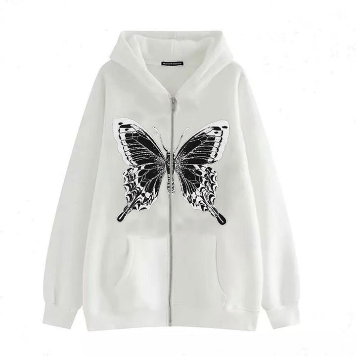 Women's zip hoodie with striking butterfly motif Lune London