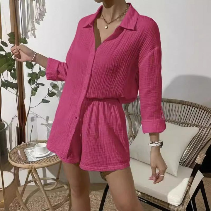 Lune London short sleeve top and lightweight shorts set for ladies