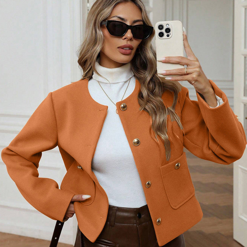 Elegant and warm women's chic and style blazer jacket