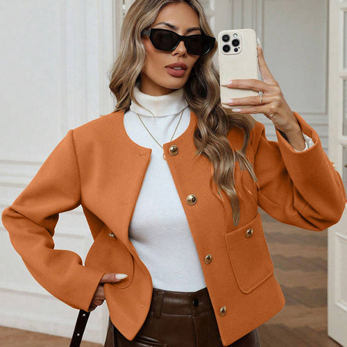 Elegant and warm women's chic and style blazer jacket