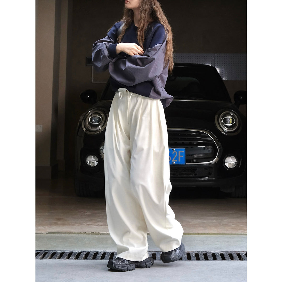Women Elegant Wide High-Waist Palazzo Pants with Pleats and Flowing Viscose Look Amarae