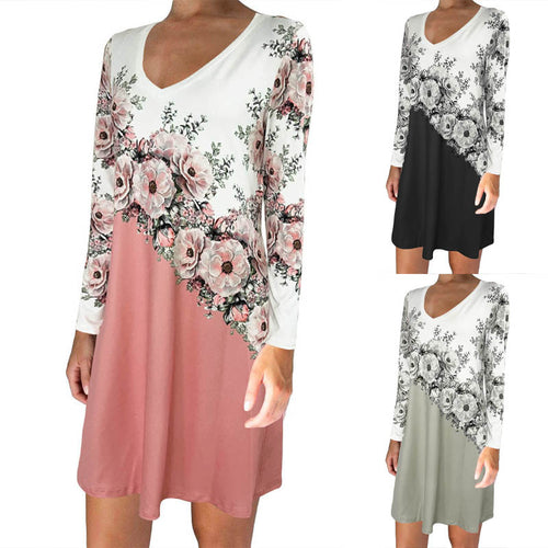 Women Elegant Wrap Dress with Floral Accents and V Neck Amarae