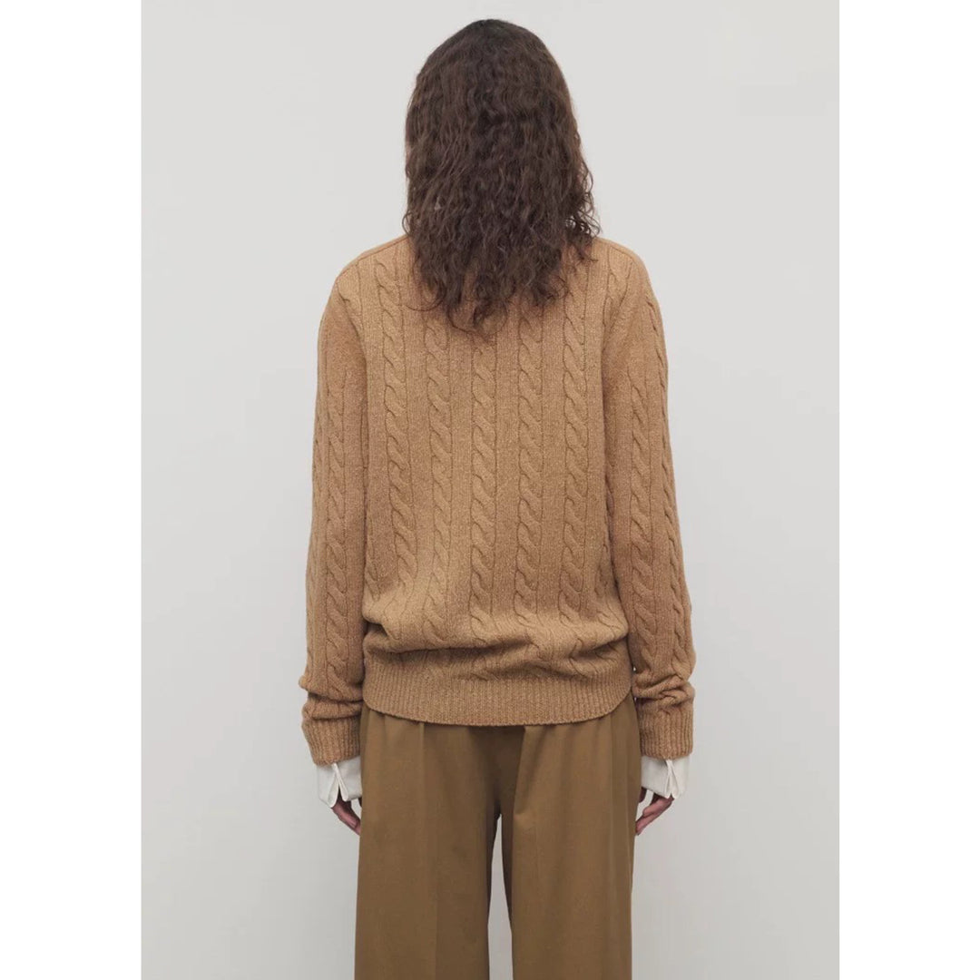 Sweater women with complex braid pattern and continuous buttoning Lune London