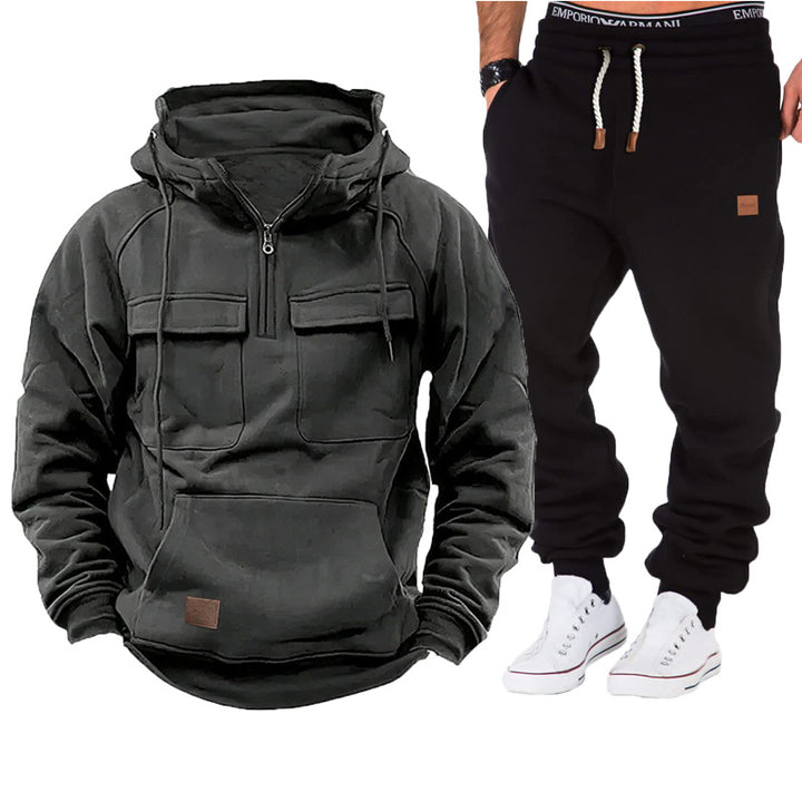 Functional hooded jacket for men with full zip and practical pockets Lune London