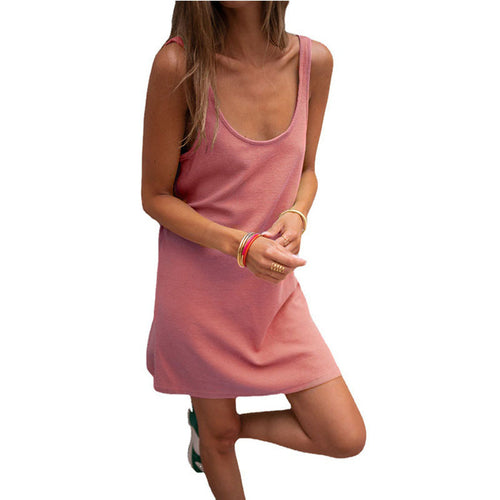 Casual summer dress for women with plunging neckline and light fabric Amarae