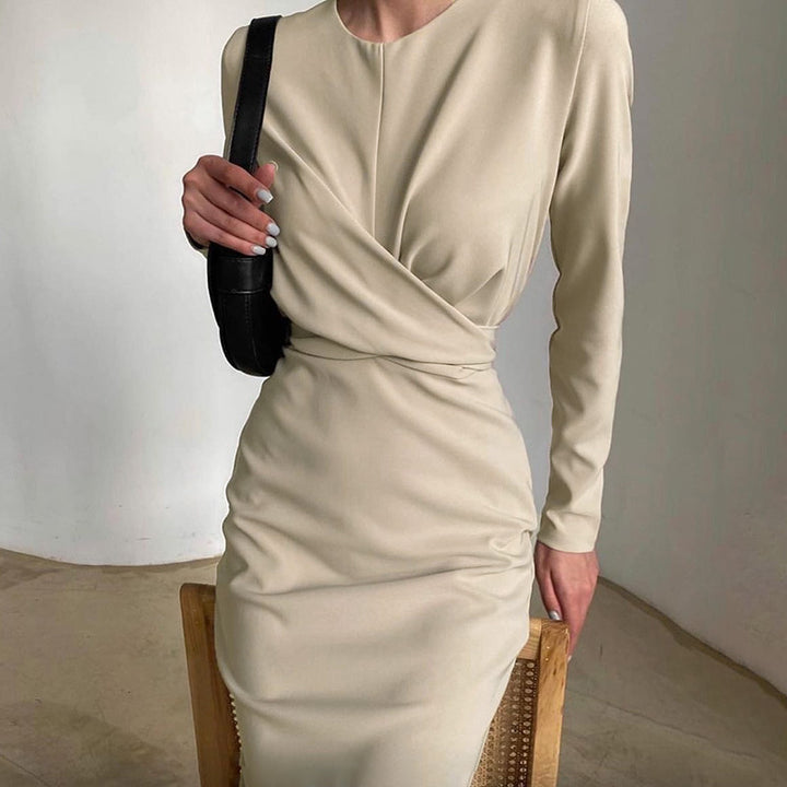 Fitted wrap dress for women with long sleeves and elegant cut Lune London