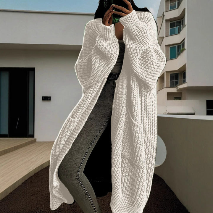 Cardigan en tricot épais pour femmes avec devant ouvert et poches pratiques Chic & Stil