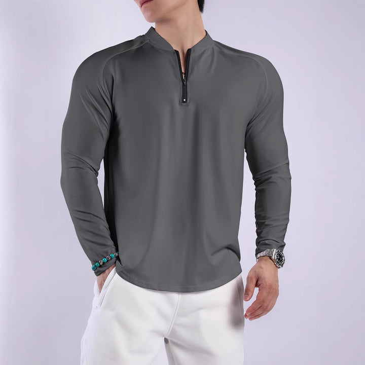 Men's Long Sleeve Sports Top with Half-Zip and Breathable Material Lune London