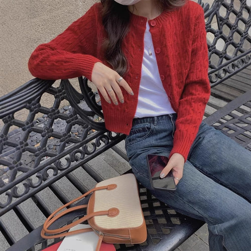 Knit bolero jacket for women with cable stitch structure Amarae
