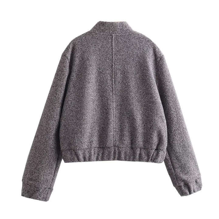Cropped casual jacket for women with large patch pockets and elastic edges Lune London
