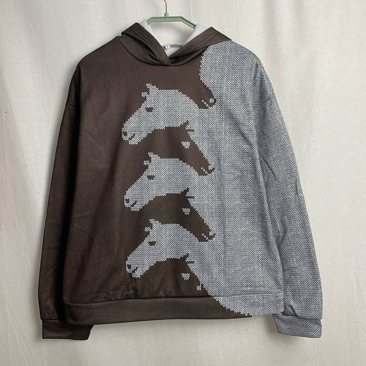 Women's Hoodie with Creative Horse Pattern and Comfortable Fit Lune London