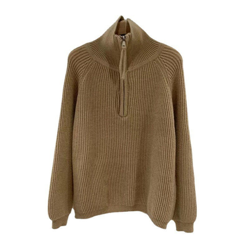 Cozy hoodie for women with high zip Lune London