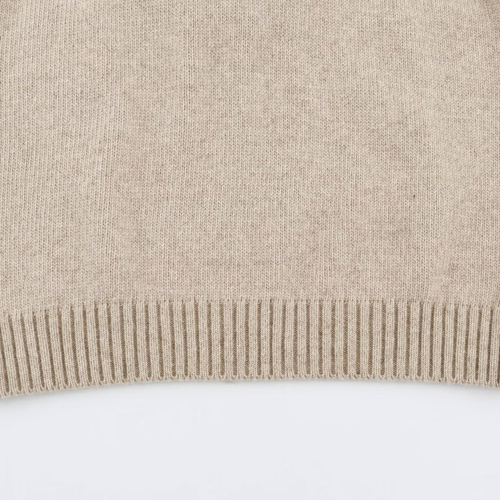 Women's fine knit vest with hood, button placket, and ribbed waistband Amarae