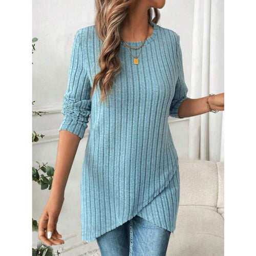 Chemisier tunique à manches longues pour femmes avec design enveloppant raffiné Chic & Stil