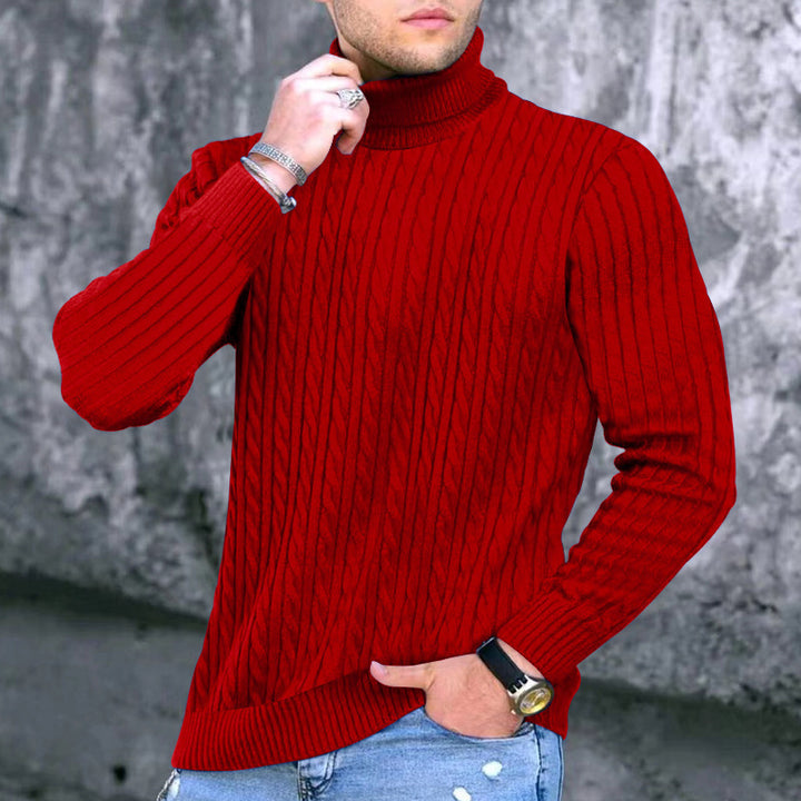 Elegant turtleneck sweater for men with an exquisite twist pattern structure Lune London