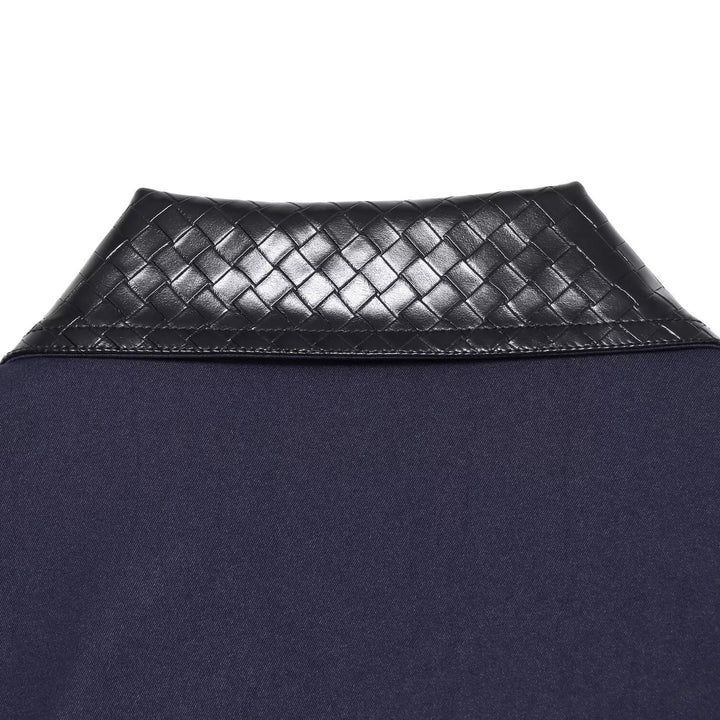Women's short bomber-style jacket with contrasting embossed faux leather collar Amarae