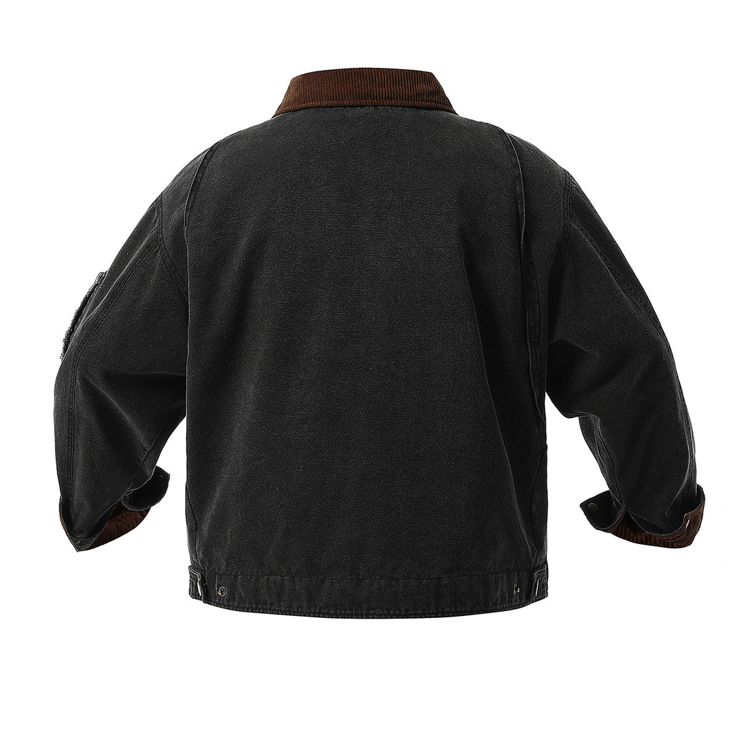 Urban transition jacket for men with structured high collar and numerous practical pockets Lune London