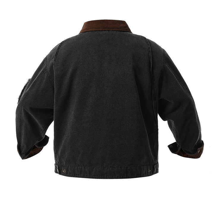 Urban transition jacket for men with structured high collar and numerous practical pockets Lune London