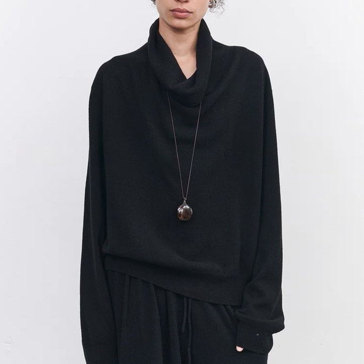 Casual long sleeve shirt for women with an elegant draped neckline and a relaxed fit Lune London