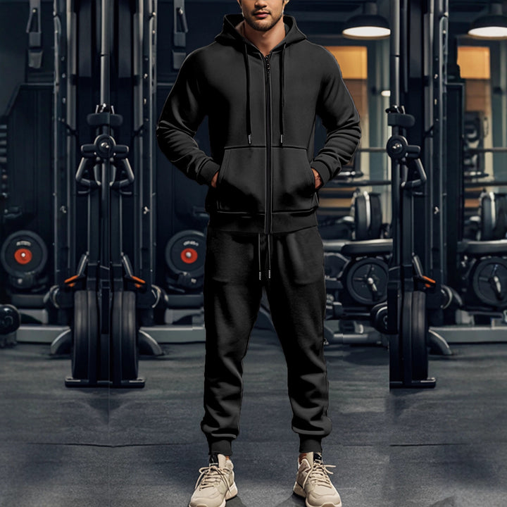 Men's sporty hoodie and jogger pants set with full zip and elastic waist Lune London