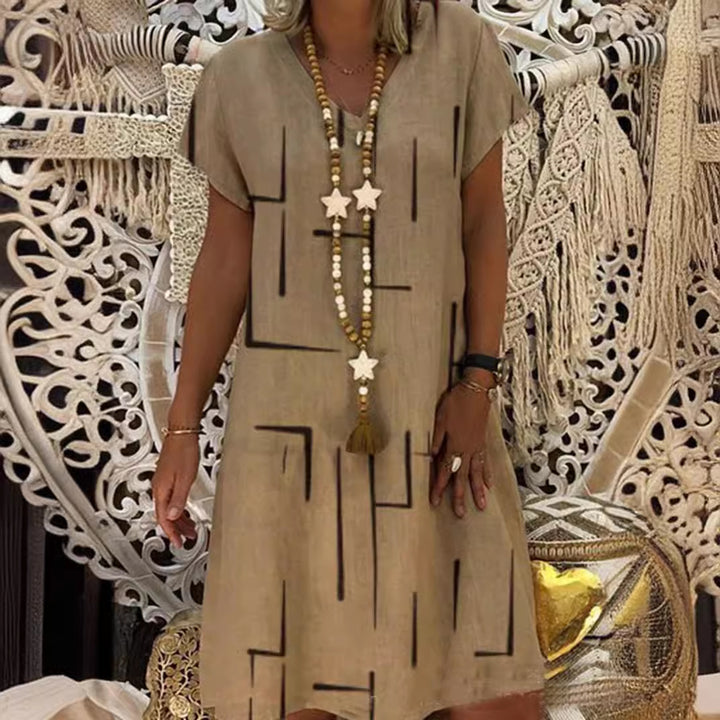 Comfortable tunic dress for women with modern graphic patterns Lune London
