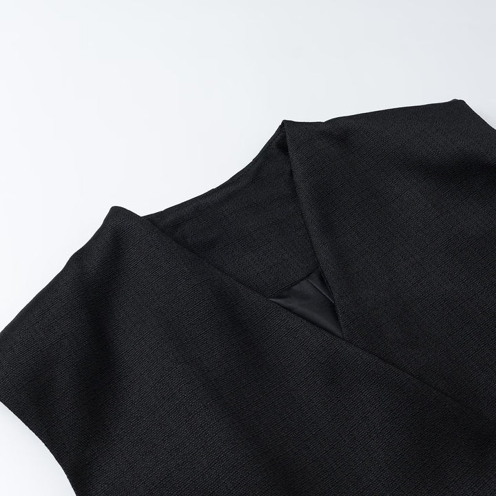 Women tailored sleeveless blazer vest with asymmetrical overlap