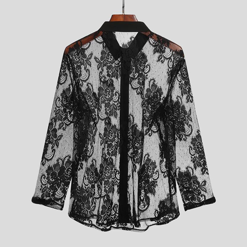 Transparent blouse for ladies with floral lace pattern Lune London
