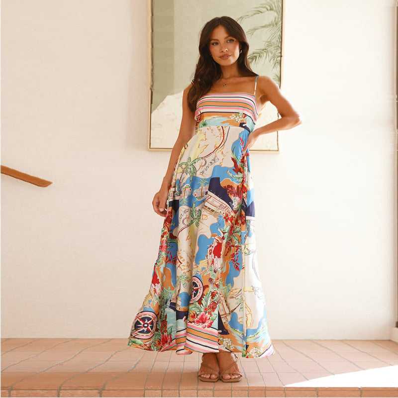 Ladies airy maxi dress with playful pattern and practical pockets Lune London