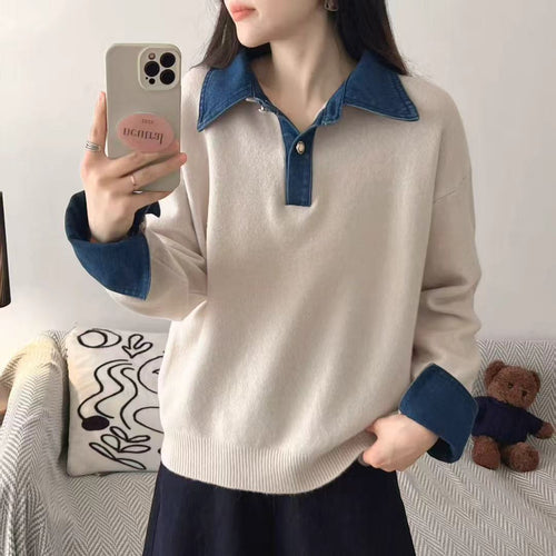Pull femme avec un col de chemise tendance et un matériau doux Chic & Stil
