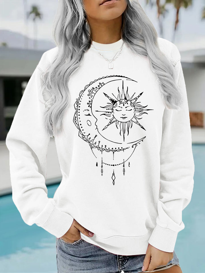 Sweatshirt pour femmes avec un design artistique de soleil et de lune Chic & Stil