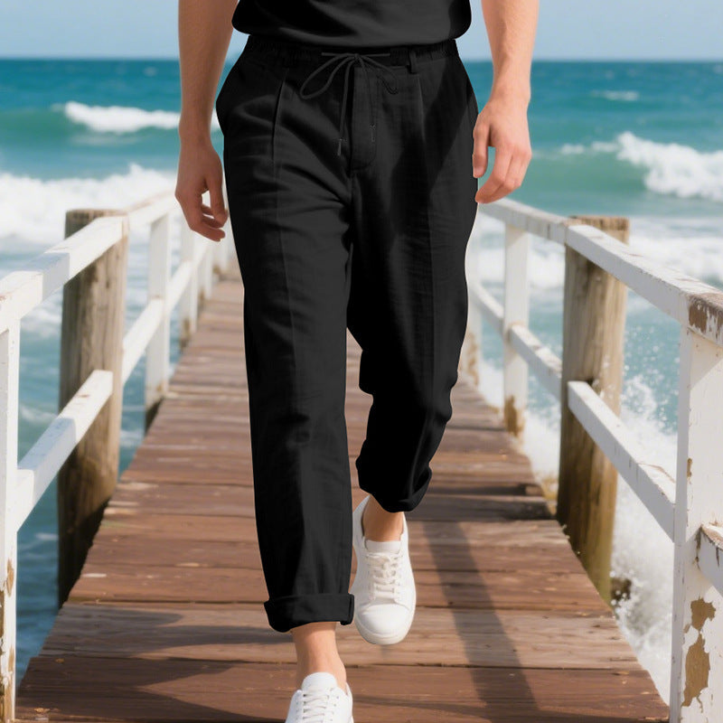 Casual beach pants for men with elastic waist and handy side pockets Lune London
