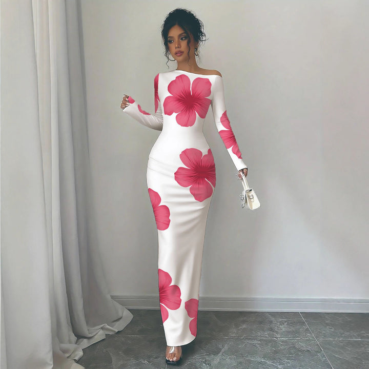 Elegant long dress with long sleeves for ladies with floral pattern Lune London