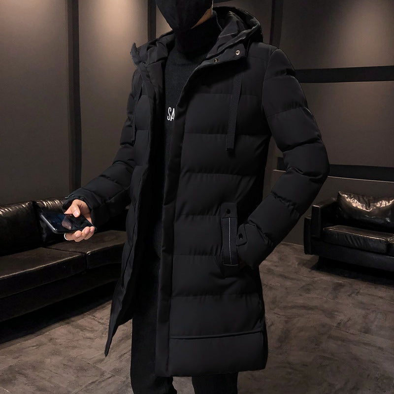Long insulated bomber jacket for men with hood Amarae