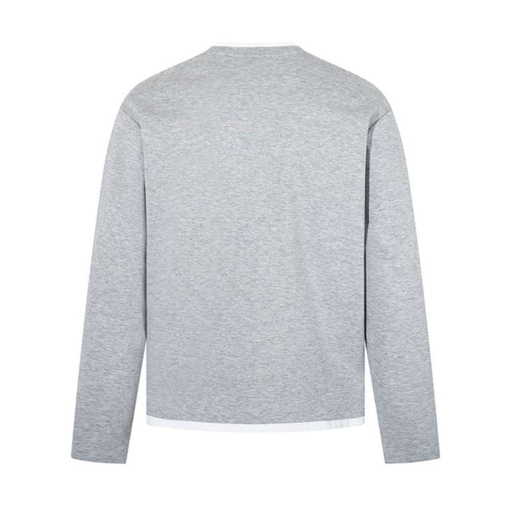 Men's Long-Sleeve Henley Layer Shirt with Contrasting Inner Collar and Modern Regular Fit Amarae