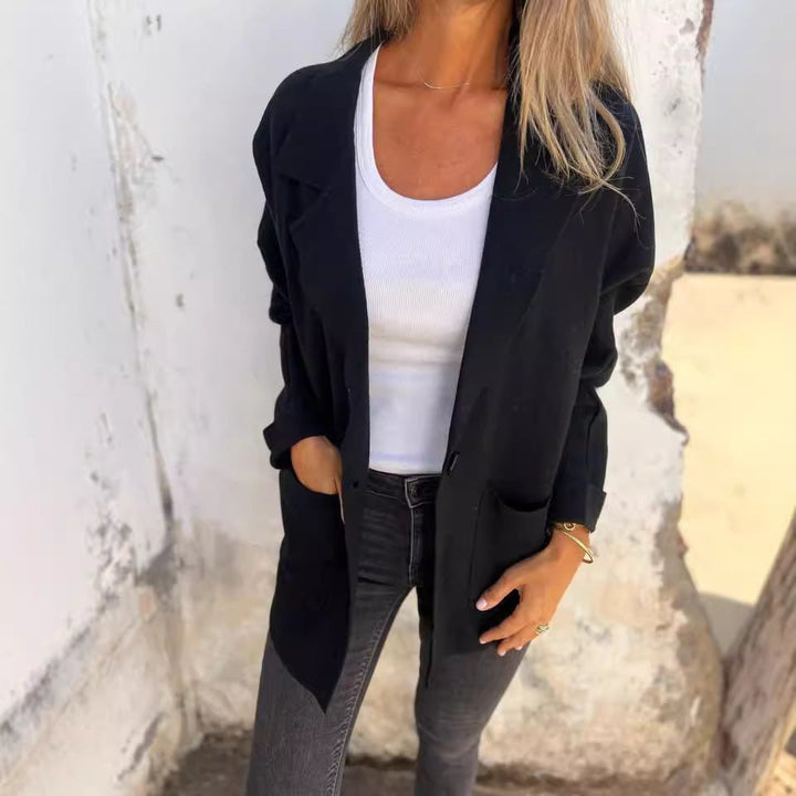 Women Casual Oversized Blazer with Practical Pockets and Button Closure Lune London