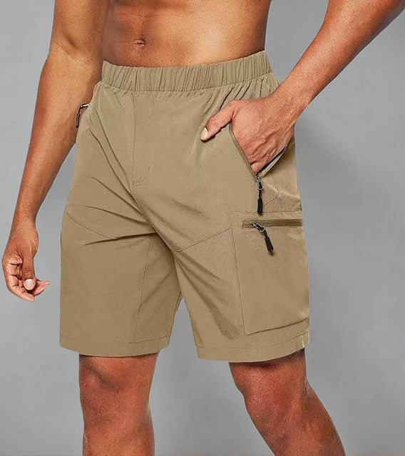 Shorts de loisirs confortables pour hommes avec taille élastique et poches zippées pratiques Lune London