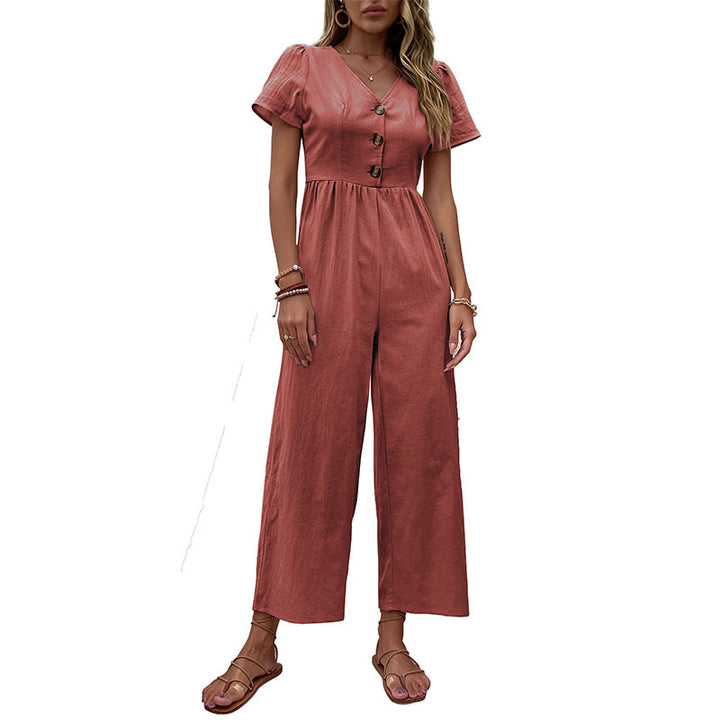 Ladies elegant wide-button pants jumpsuit Lune London