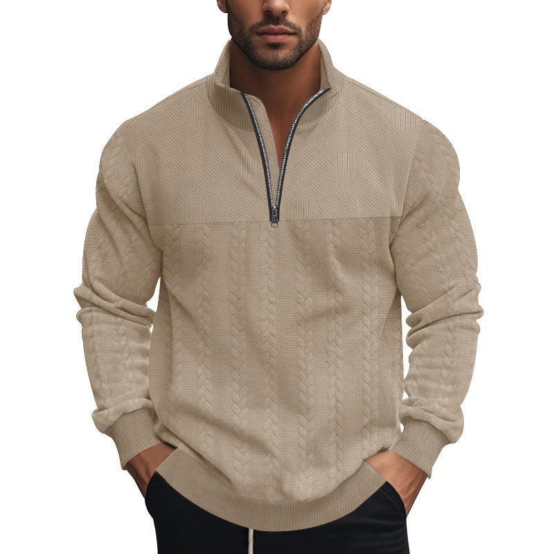 Stylish high-neck fleece sweater for men with粗糙针织图案 Lune London