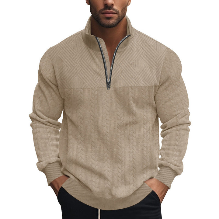 Stylish high-neck fleece sweater for men with粗糙针织图案 Lune London