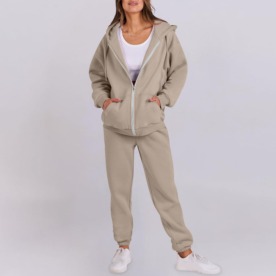 Casual women's sports set with hood and zipper Lune London