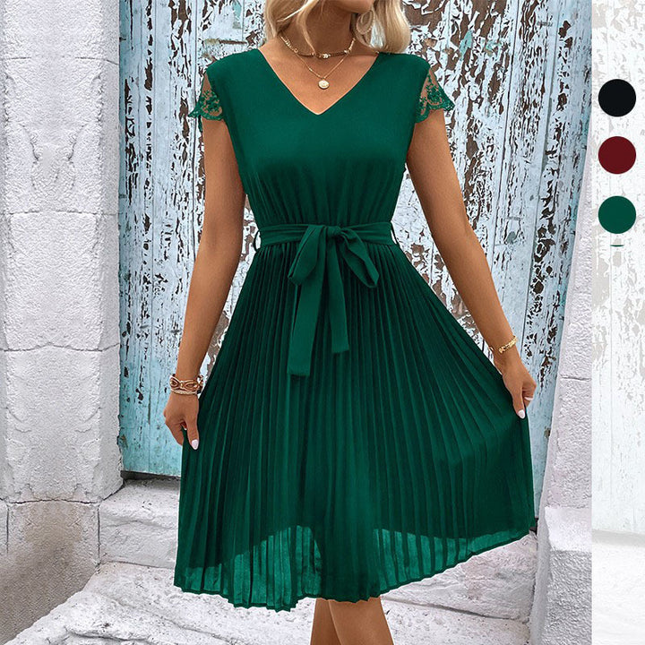 Elegant A-line dress for women with lace sleeves Lune London