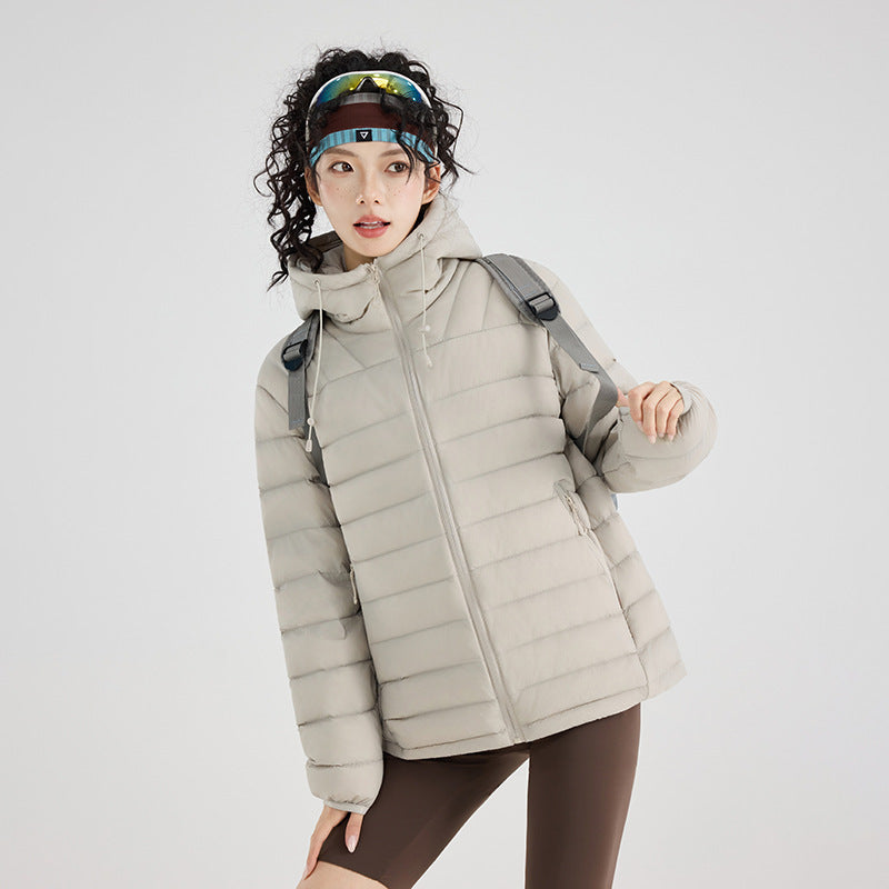 Women's ultra-light quilted thermocap jacket with horizontal stitching and zip pockets Amarae