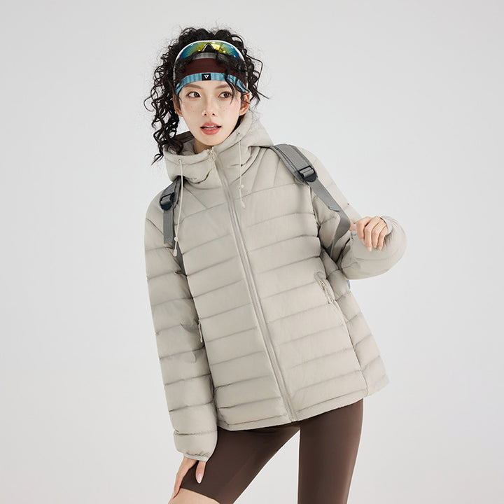Women's ultra-light quilted thermocap jacket with horizontal stitching and zip pockets Amarae
